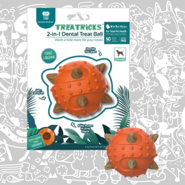 NATURA NOURISH TREATRICKS 2-1 BALL DENTAL TREAT DISPENSER