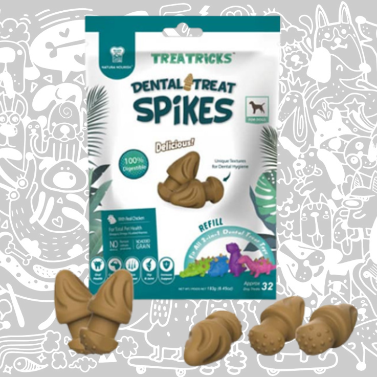 NATURA NOURISH DENTAL TREAT SPIKES REAL CHICKEN