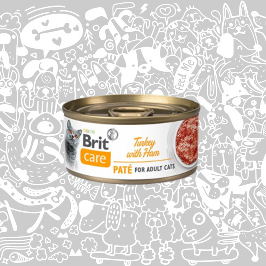 BRIT CARE CAT TURKEY PATE WITH HAM