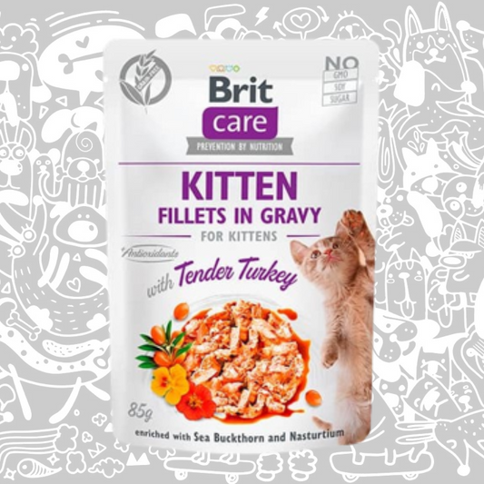 BRIT CARE CAT KITTEN FILLETS IN GRAVY WITH TENDER TURKEY