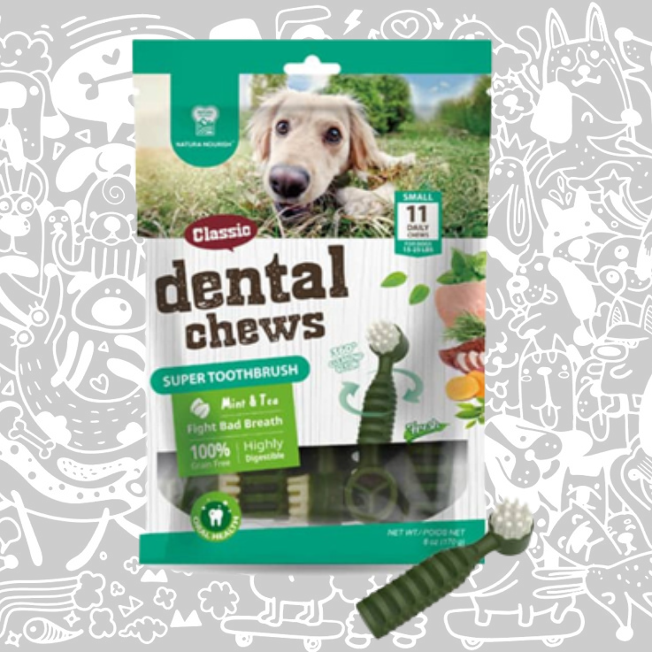 NATURA NOURISH CLASSIC DENTAL CHEWS SUPER TOOTHBRUSH SABOR MENTA