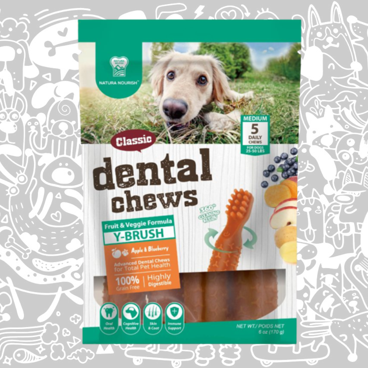 NATURA NOURISH CLASSIC DENTAL CHEWS Y BRUSH FRUIT AND VEGGIE