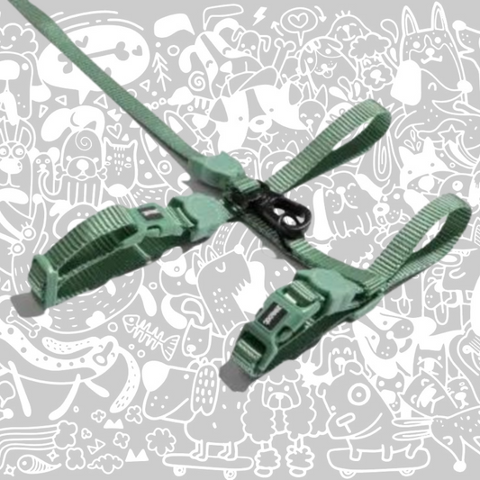 ZEE.CAT ARMY GREEN HARNESS WITH LEASH