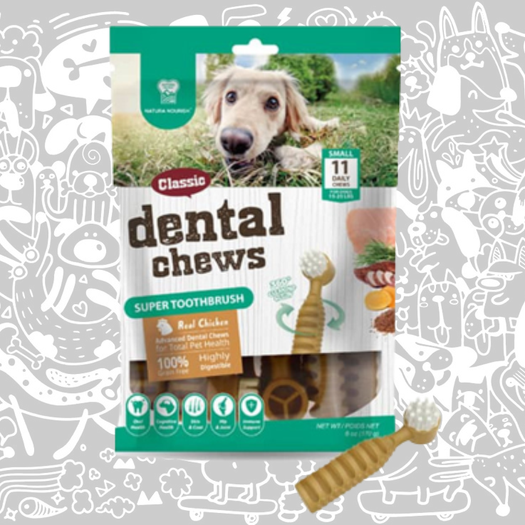 NATURA NOURISH CLASSIC DENTAL CHEWS SUPER TOOTHBRUSH SABOR POLLO